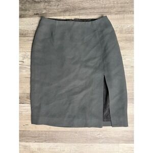 Bebe Vintage Charcoal Gray Pencil Skirt Front Slit High Waisted Size 4 USA Made